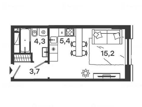 1-комнатная квартира в ЖК «Level Донской»