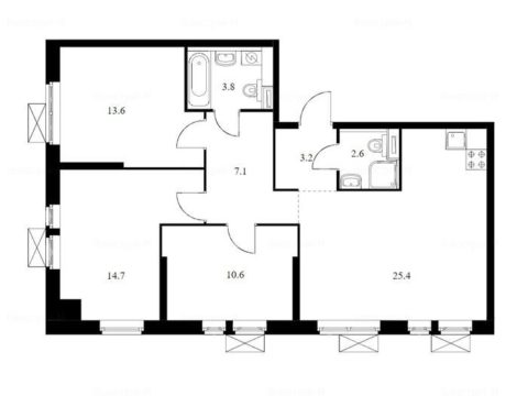 3-комнатная квартира в Жилой район «Кронштадтский 14»