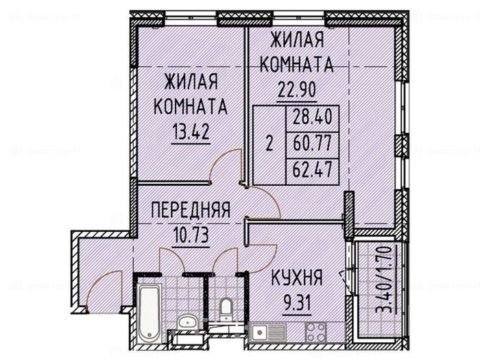 2-комнатная квартира в ЖК «Цветной Бульвар»