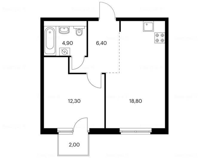 1-комнатная квартира в Жилой комплекс «Лефортово парк»