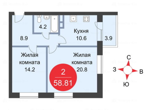 2-комнатная квартира в ЖК Sampo