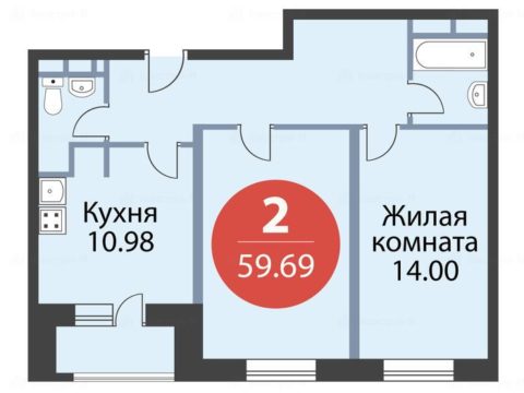 2-комнатная квартира в ЖК «Баркли Медовая долина»