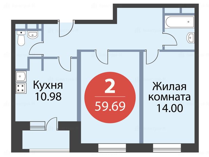 2-комнатная квартира в ЖК «Баркли Медовая долина»