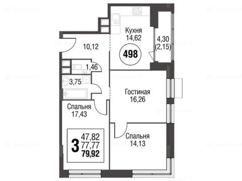 3-комнатная квартира в ЖК «Резиденции архитекторов»