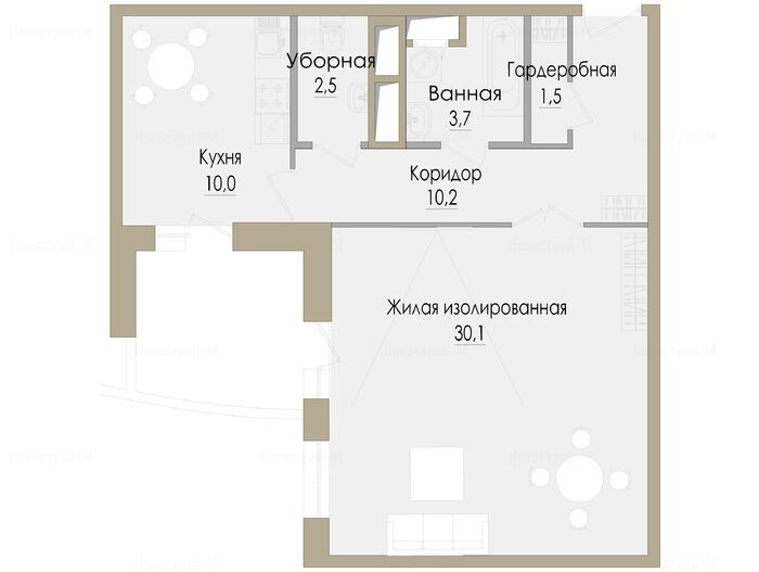 1-комнатная квартира в ЖК «Лобачевский»