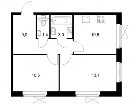 2-комнатная квартира в Жилой район «Одинцово-1»