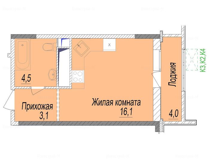 1-комнатная квартира в ЖК «Отрадный»