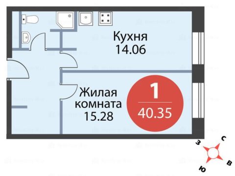 1-комнатная квартира в ЖК «Баркли Медовая долина»