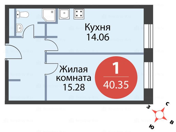 1-комнатная квартира в ЖК «Баркли Медовая долина»