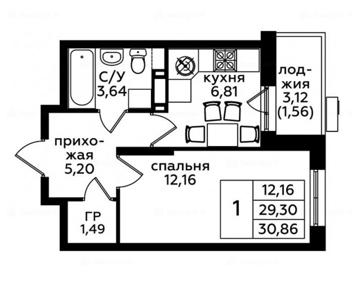 1-комнатная квартира в ЖК «Кленовые аллеи»