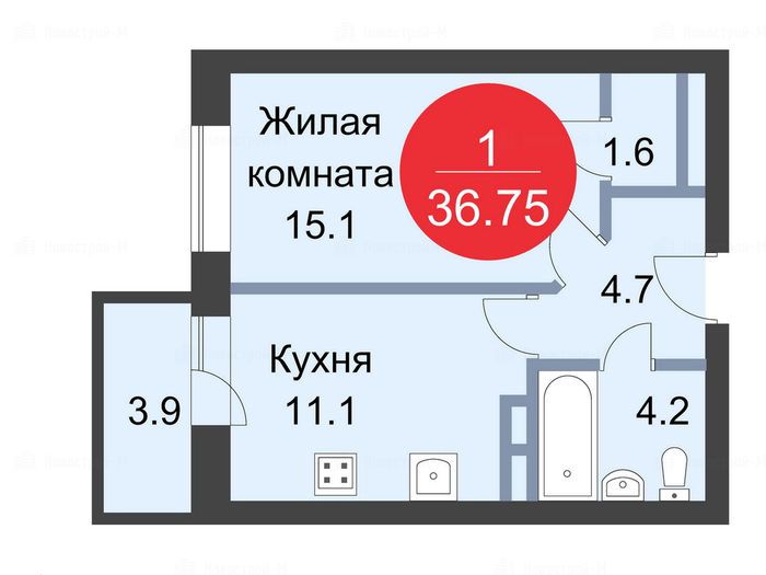 1-комнатная квартира в ЖК Sampo