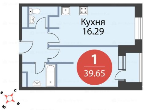 1-комнатная квартира в ЖК «Баркли Медовая долина»