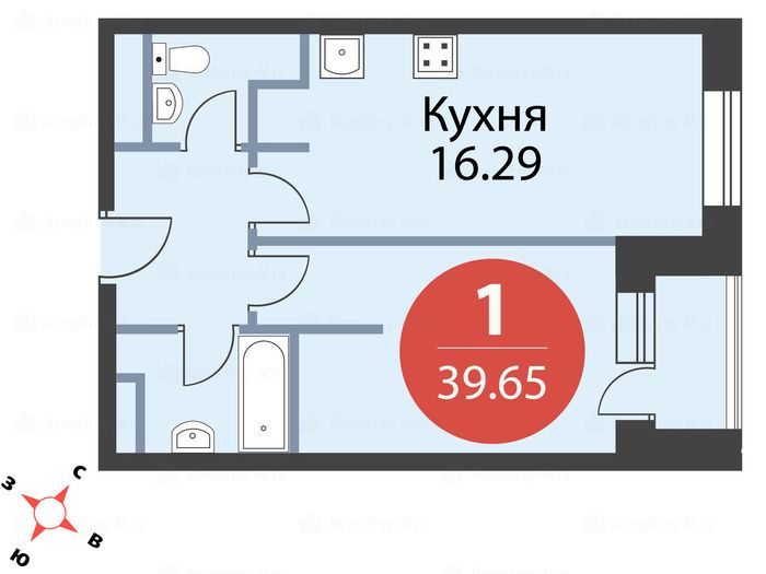 1-комнатная квартира в ЖК «Баркли Медовая долина»