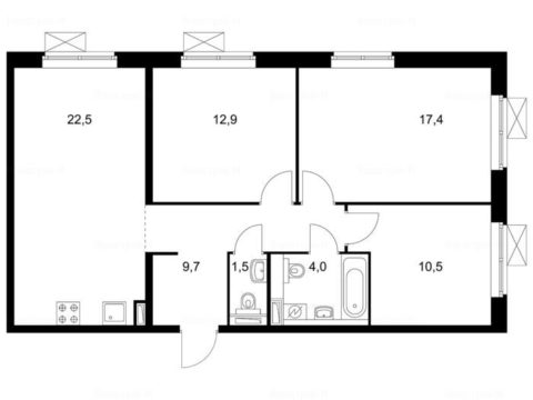 3-комнатная квартира в Жилой район «Одинцово-1»