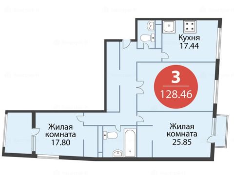 3-комнатная квартира в ЖК «Геометрия»
