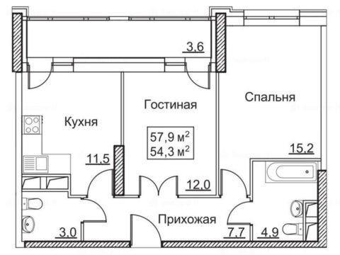 2-комнатная квартира в ЖК «Рассказово»